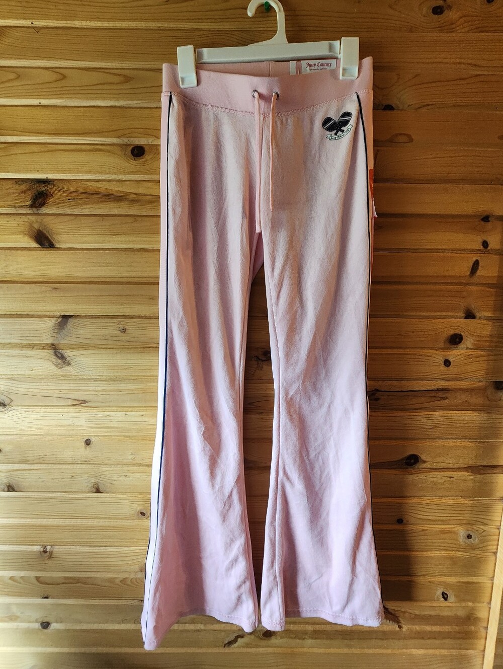 Juicy Couture Pale Pink Track Pants with Navy Side Stripe